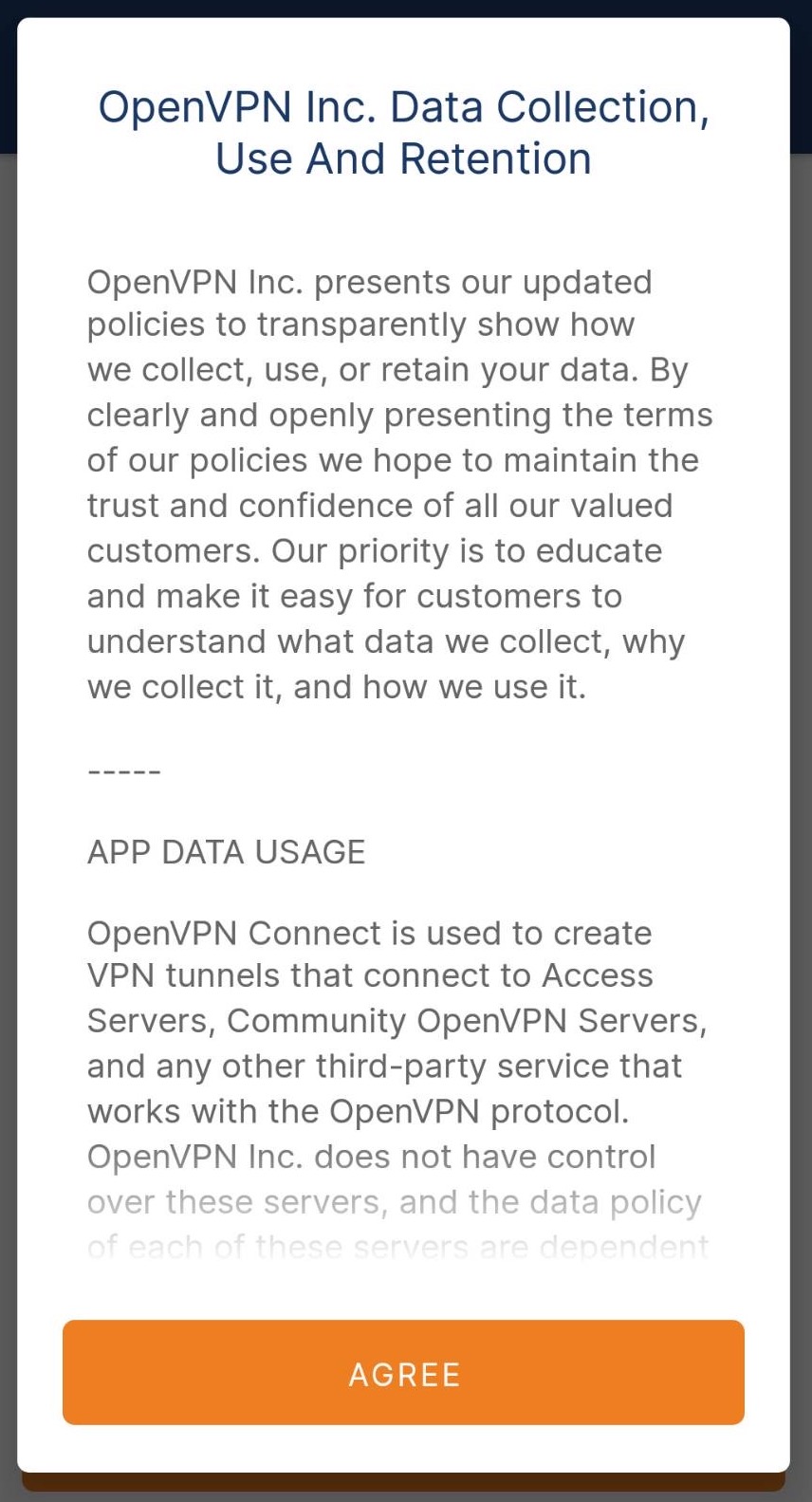 Android · OpenVPN · 打開應用程式並同意條款