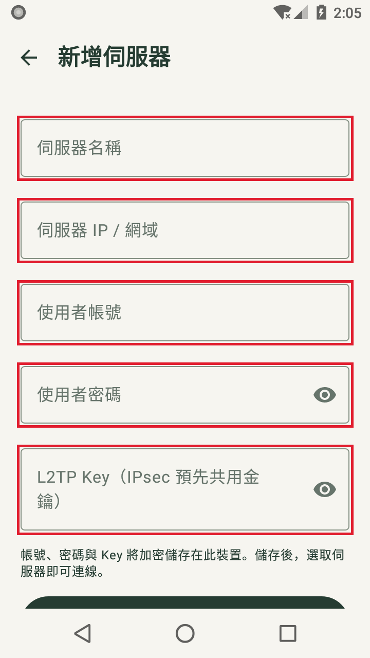 五個必要欄位